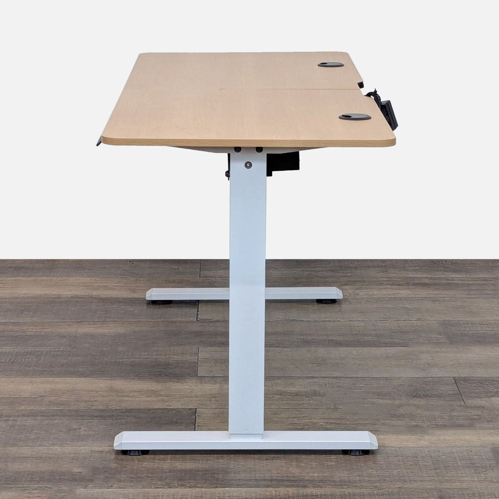 Adjustable Electric Standing Desk with Oak Finish