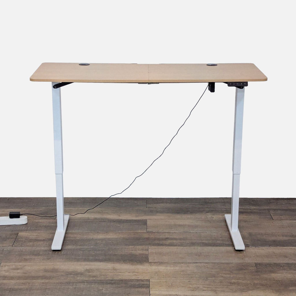 Adjustable Electric Standing Desk with Oak Finish
