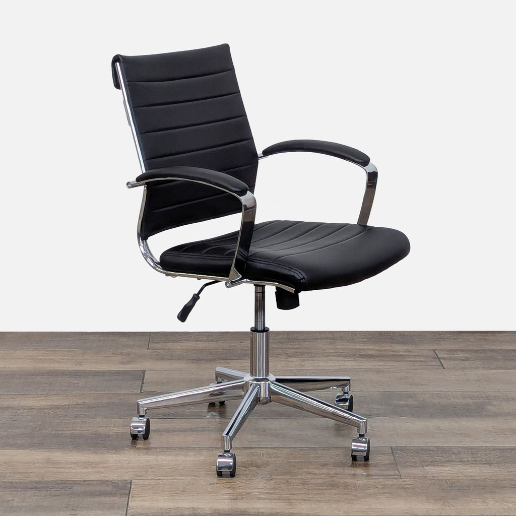 Modern Black Office Chair with Chrome Base