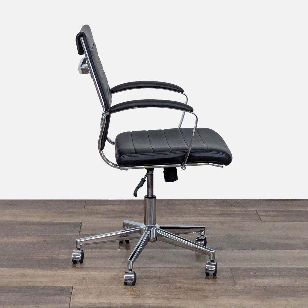 Modern Black Office Chair with Chrome Base