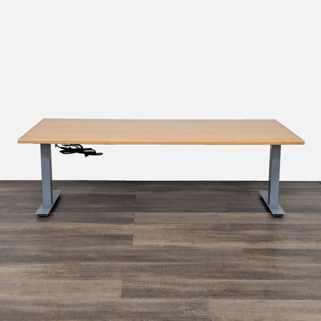 Adjustable Height Sit-Stand Desk with Wood Top