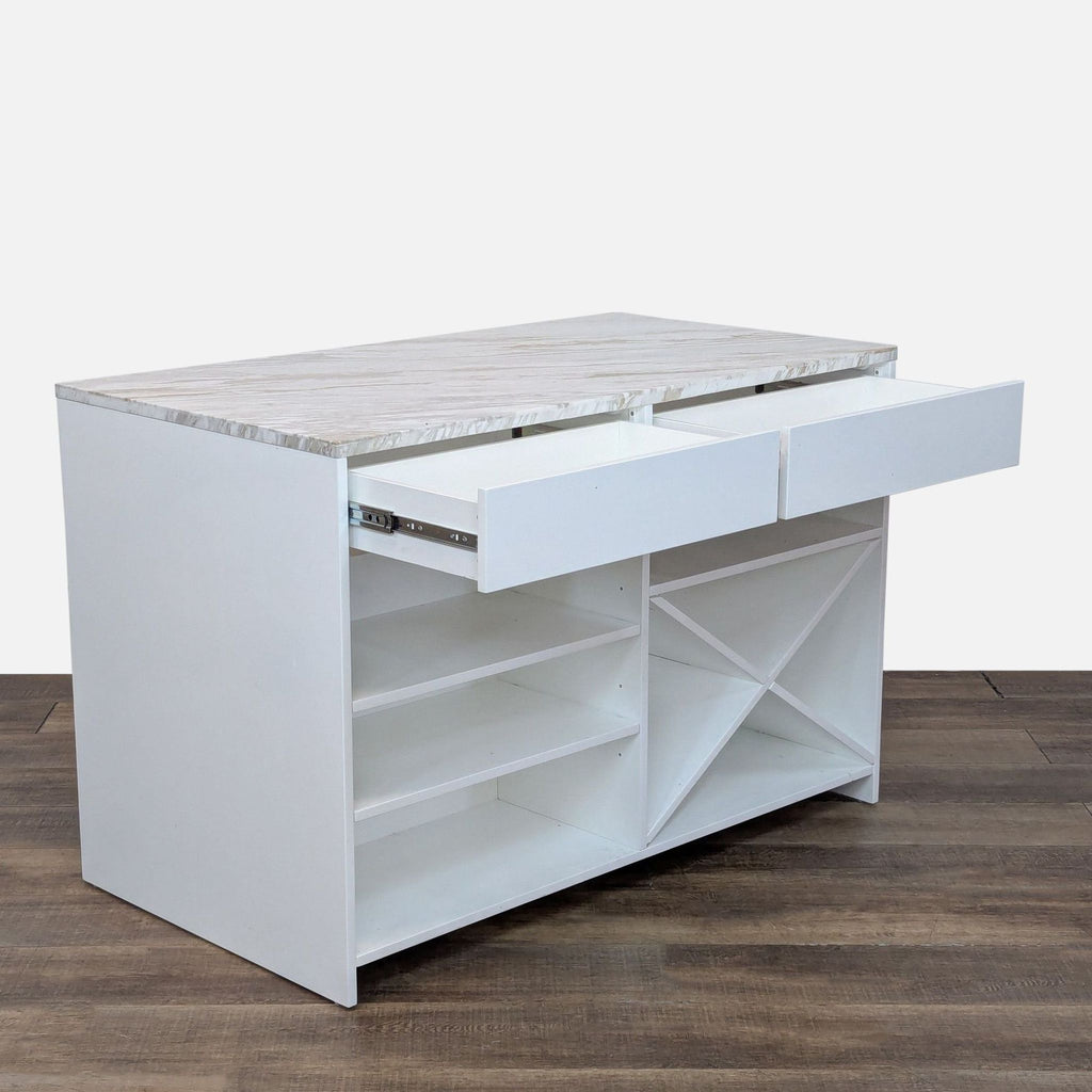 CB2 White Marble Kitchen Island