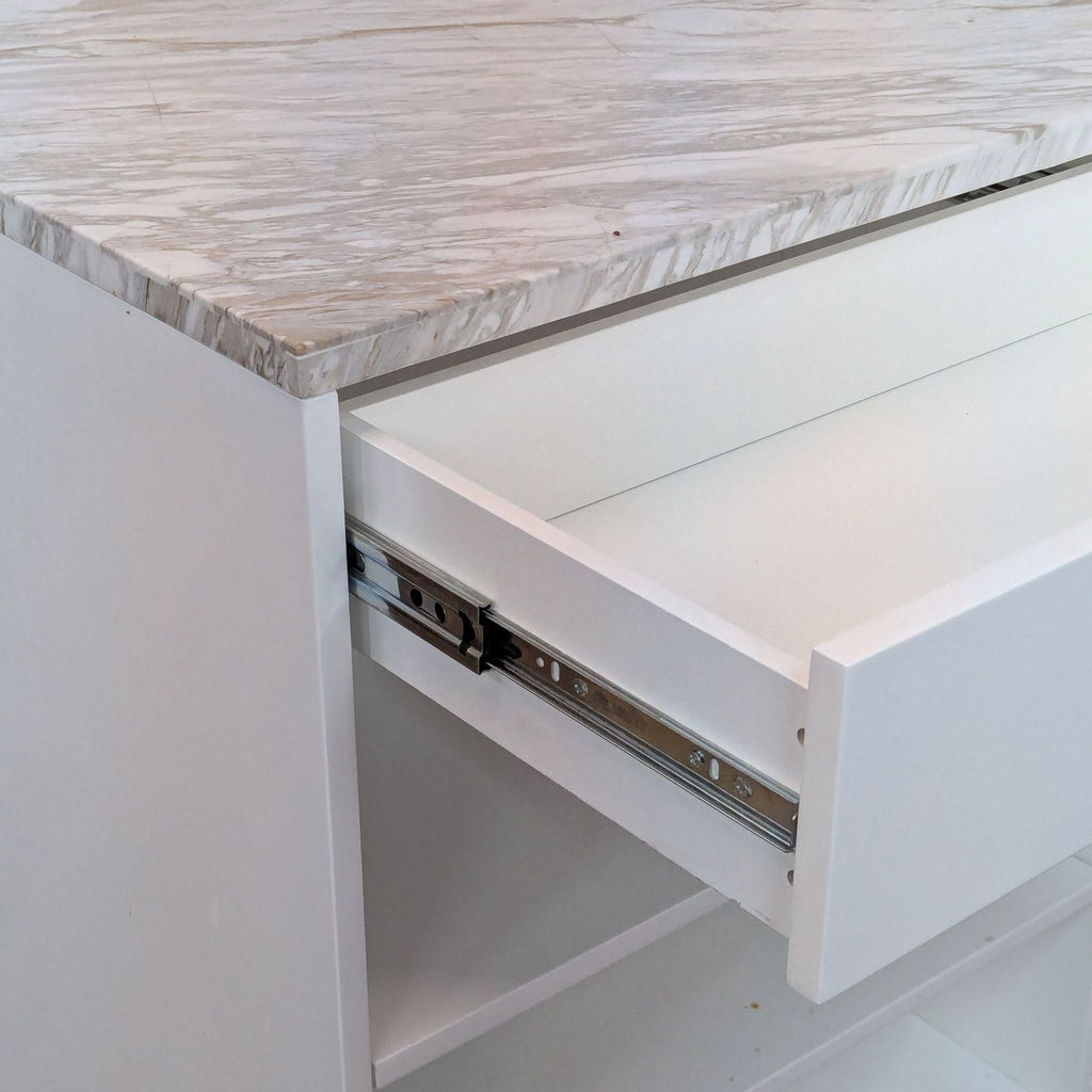 CB2 White Marble Kitchen Island