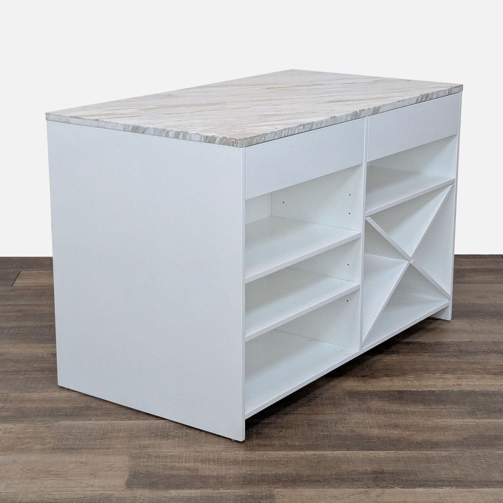 CB2 White Marble Kitchen Island