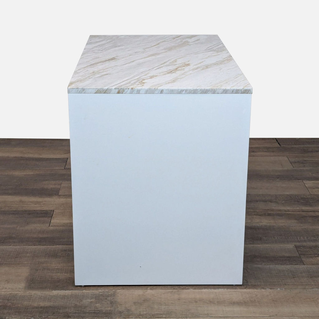 CB2 White Marble Kitchen Island