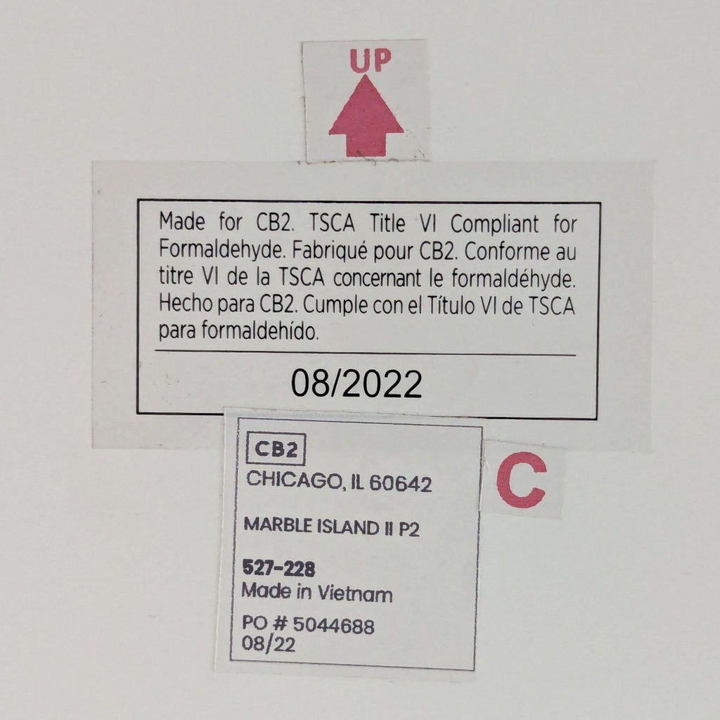 CB2 White Marble Kitchen Island