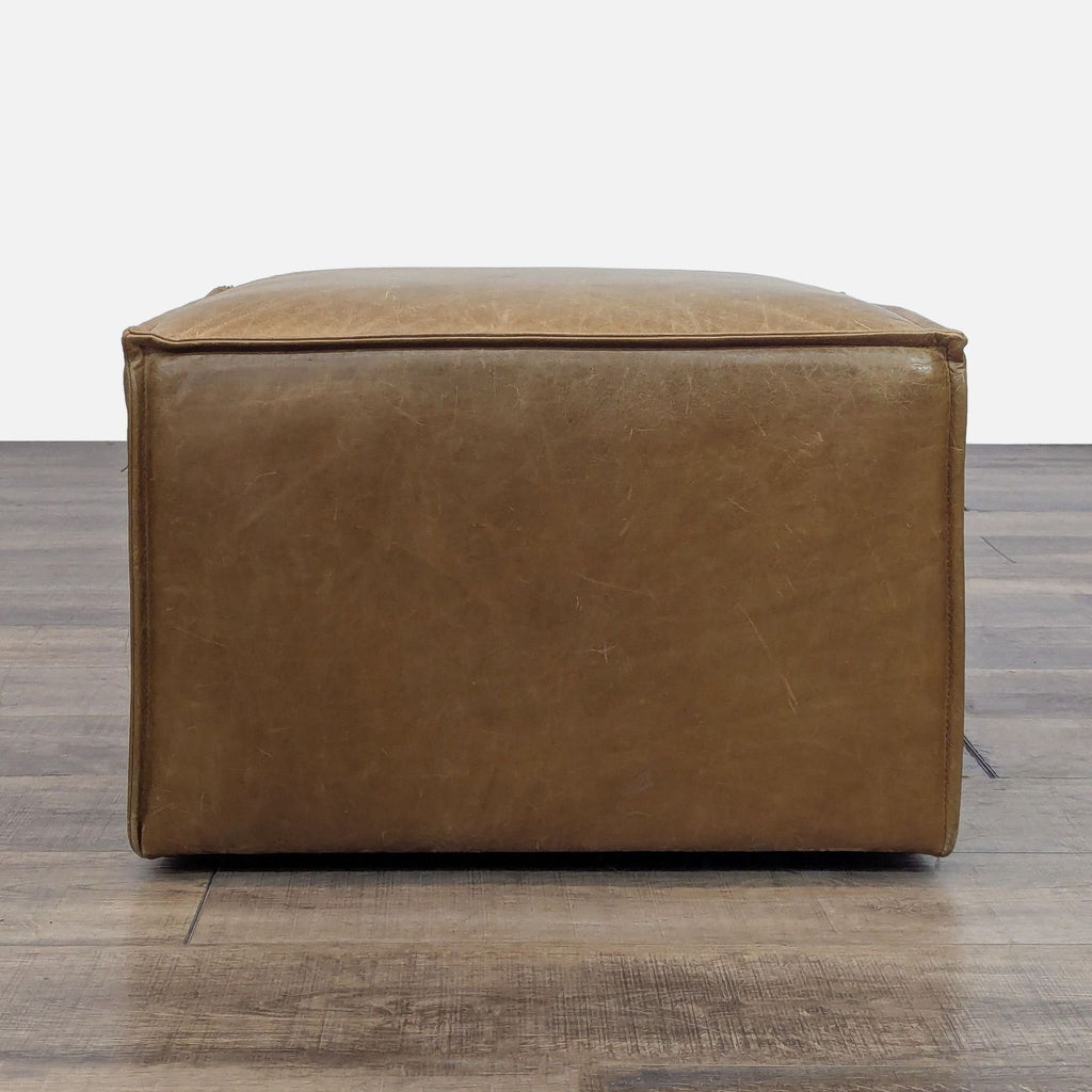 West Elm Leather Ottoman on Casters