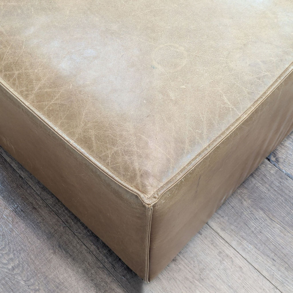 West Elm Leather Ottoman on Casters