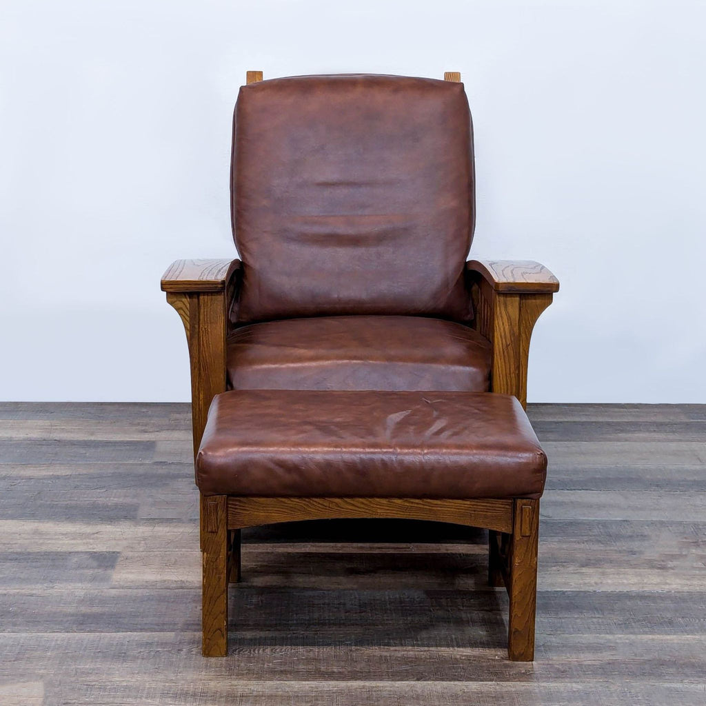 Classic Mission-Style Armchair with Ottoman