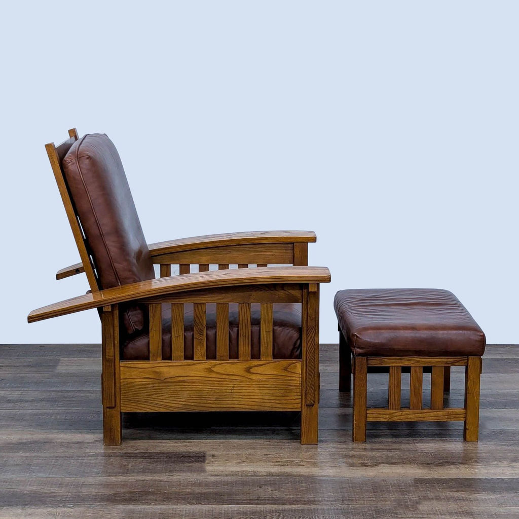 Classic Mission-Style Armchair with Ottoman