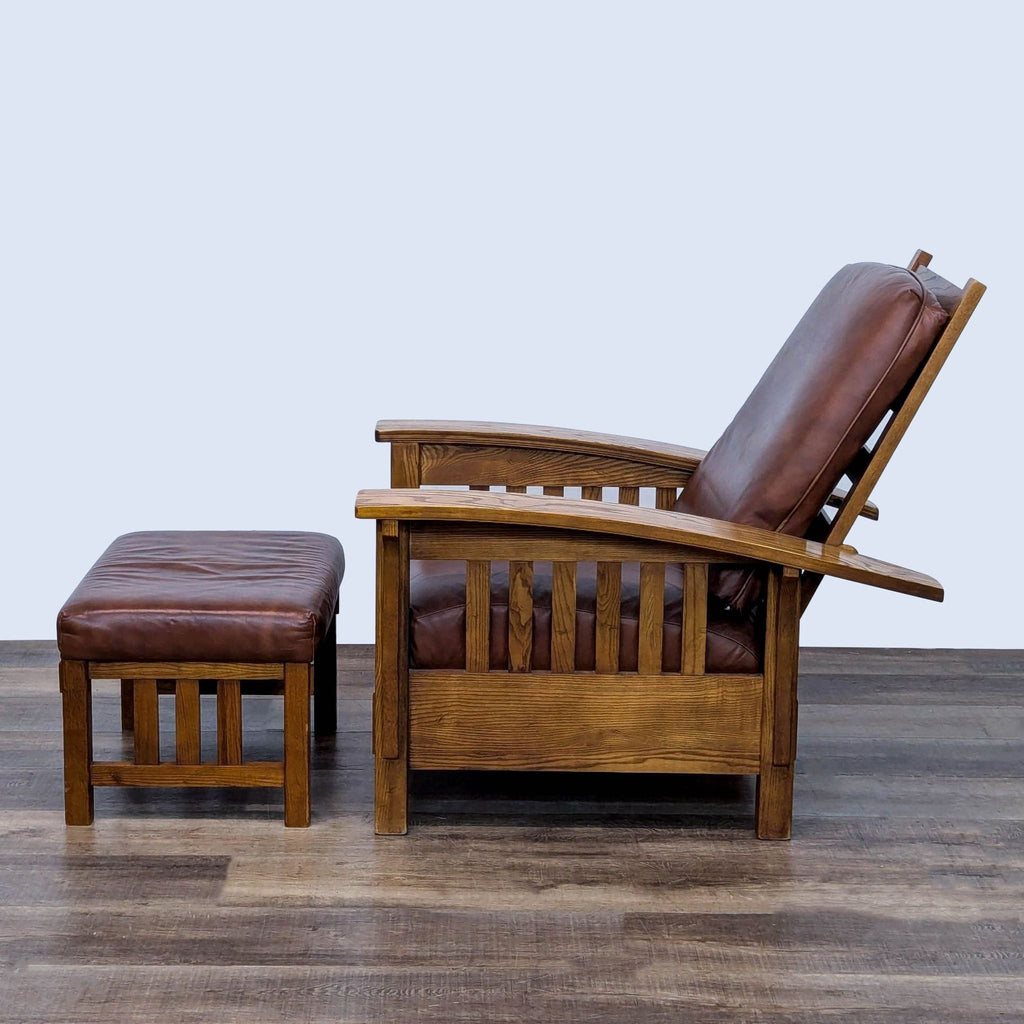 Classic Mission-Style Armchair with Ottoman