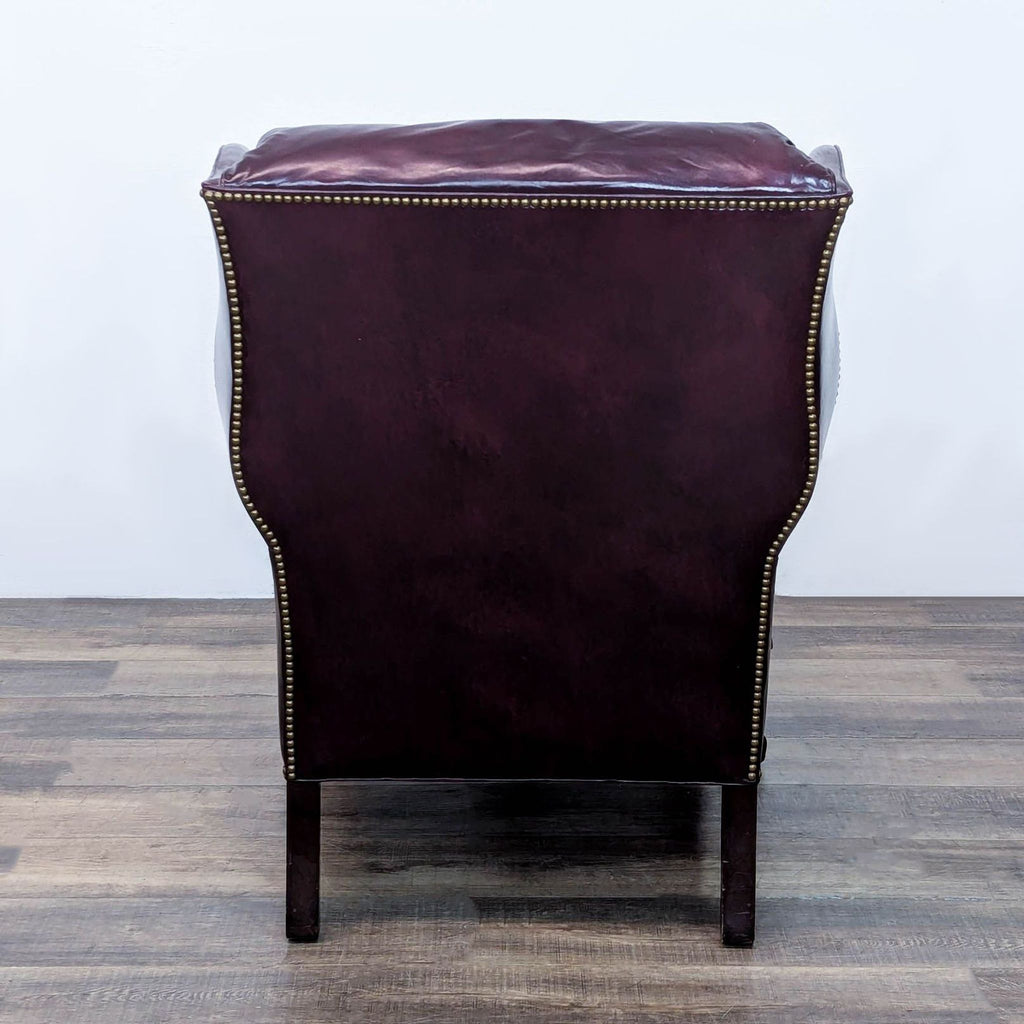 Hancock & Moore Chippendale Leather Library Club Wingback Arm Chair Ottoman