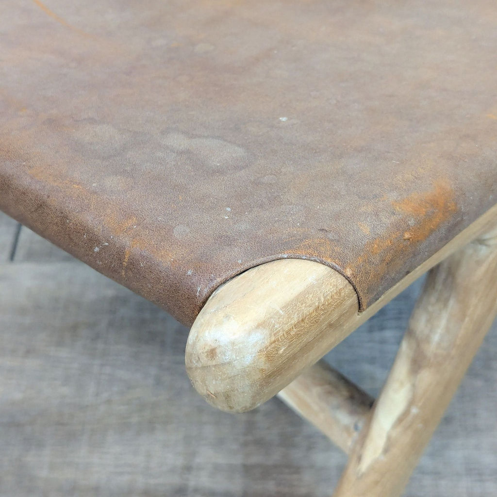 Denpasar Furniture Workshop Mid-Century Style Leather and Rattan Lounge Chair