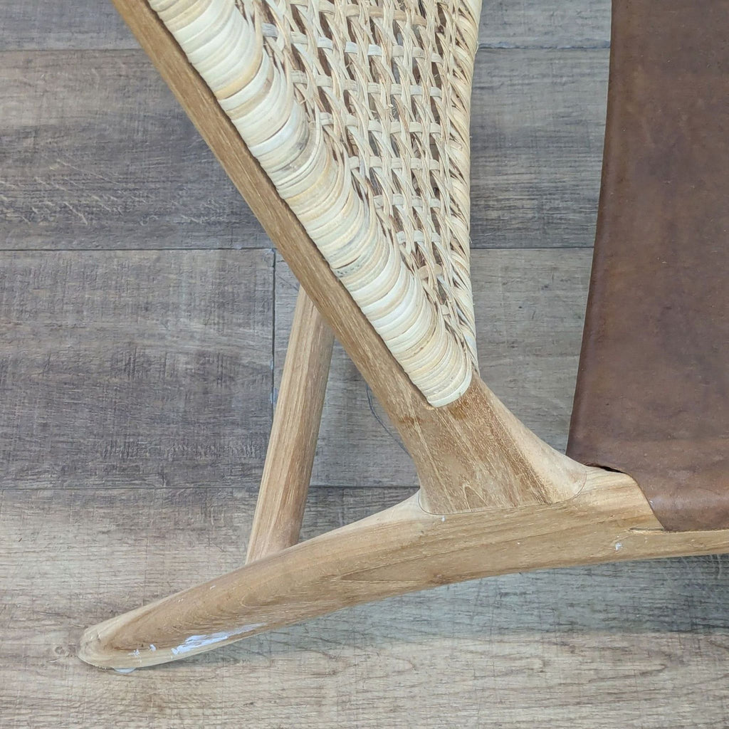 Denpasar Furniture Workshop Mid-Century Style Leather and Rattan Lounge Chair
