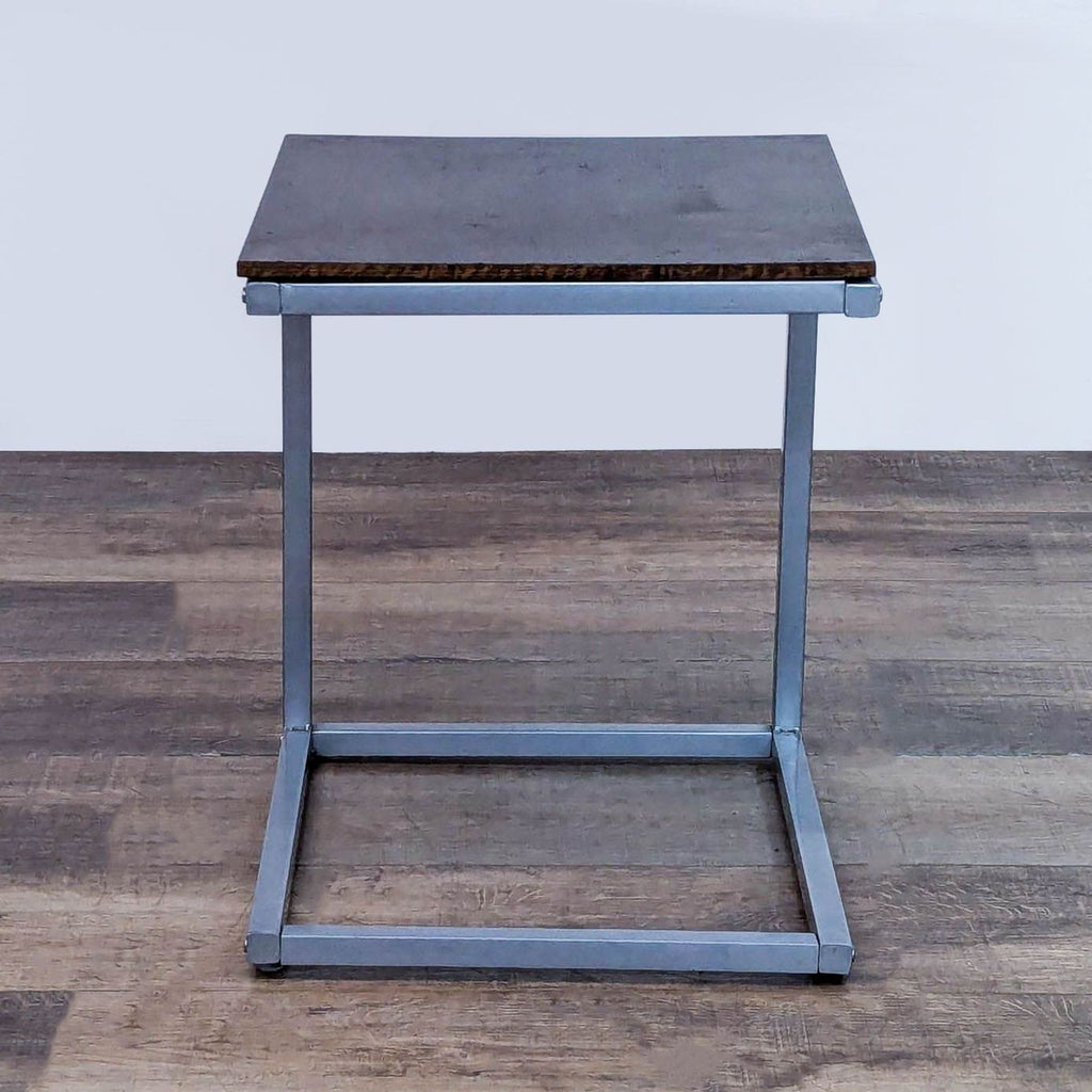 Wood Top C Table on Metal Base