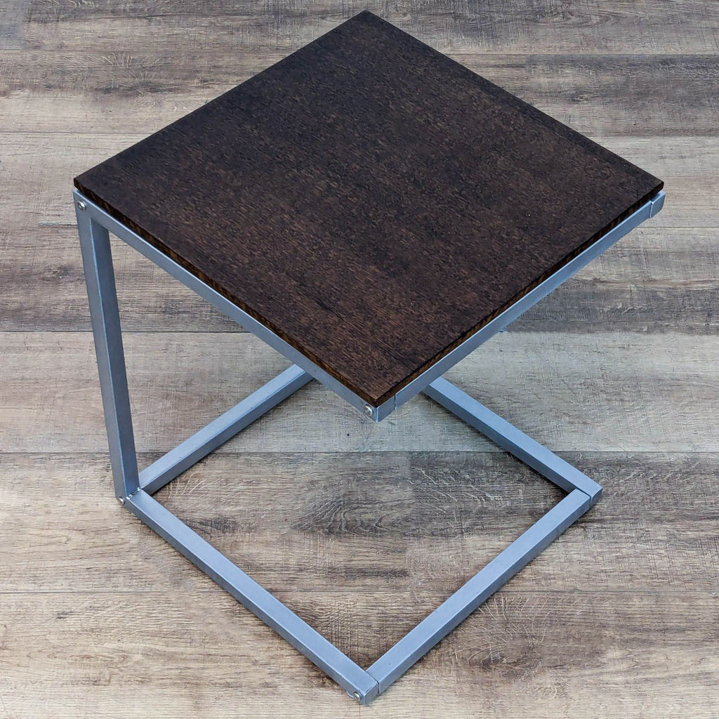 Wood Top C Table on Metal Base