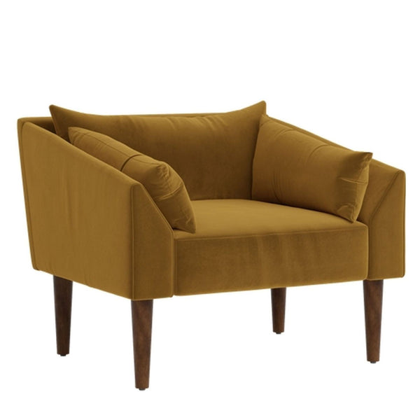 Plush velvet lounge chair with sloped arms by Sabai.
