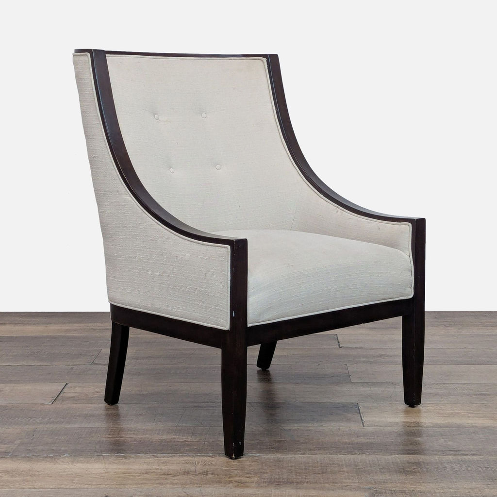 Bloomingdale’s Upholstered Lounge Chair with Dark Wood Frame
