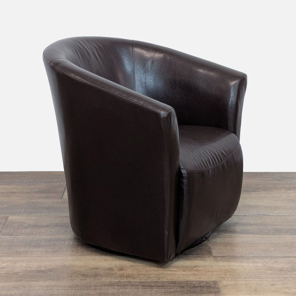 ChairOne Contemporary Faux Brown Leather Swivel Chair