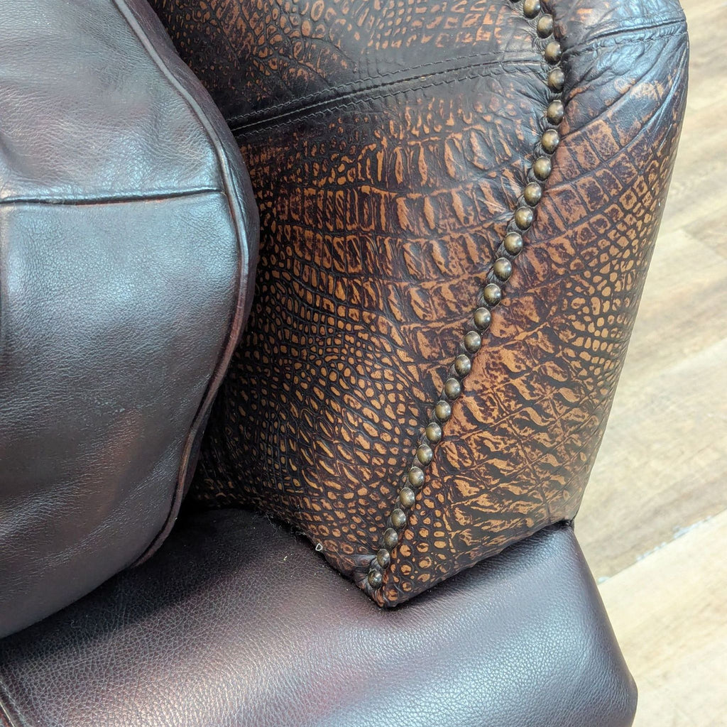 Classic Custom Brown Leather 3-Seat Sofa with Rolled Arms