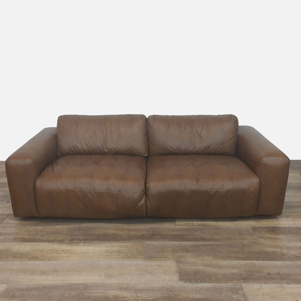 Colamy 3-seat sofa with chunky silhouette and vegan leather upholstery.