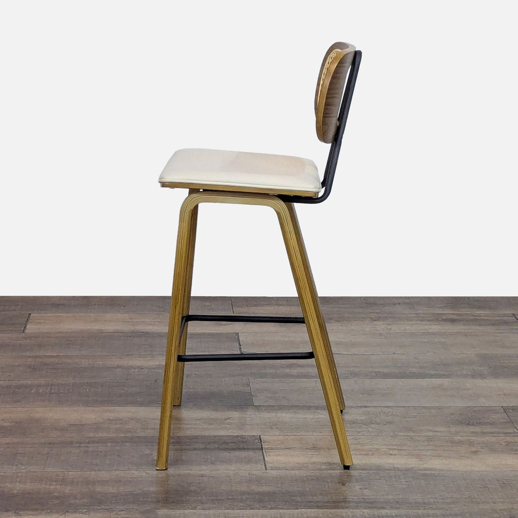 Latitude Run Upholstered Rattan Counter Bar Stool