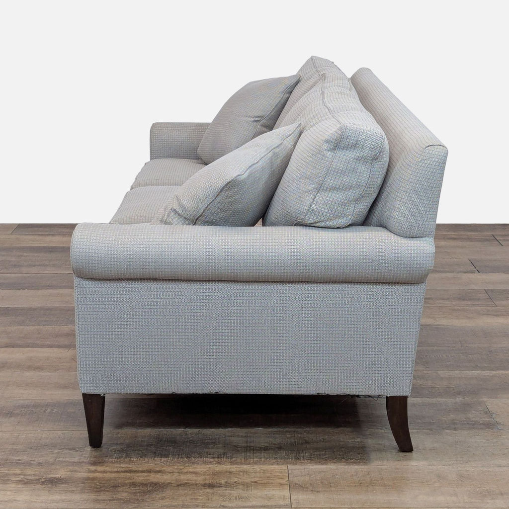 Transitional Three Seat Sofa with Grey Wool Herringbone Upholstery