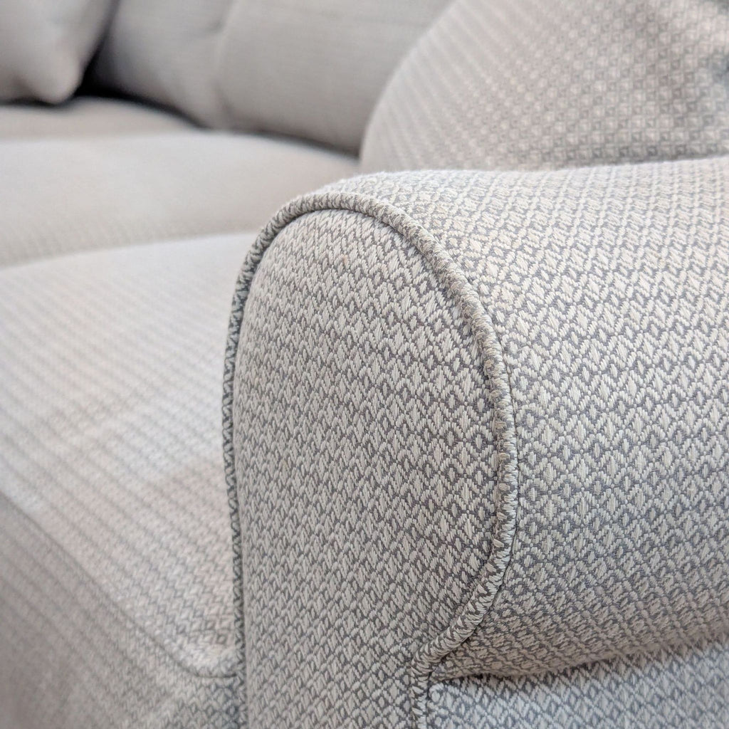 Transitional Three Seat Sofa with Grey Wool Herringbone Upholstery
