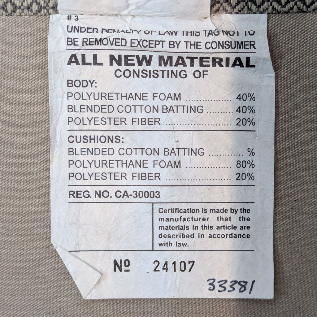 Transitional Three Seat Sofa with Grey Wool Herringbone Upholstery