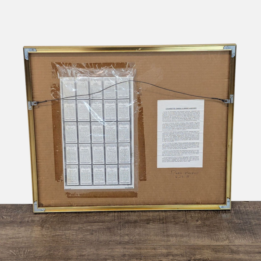 Back of the frame displays the reverse side of the tennis cards and historical information.