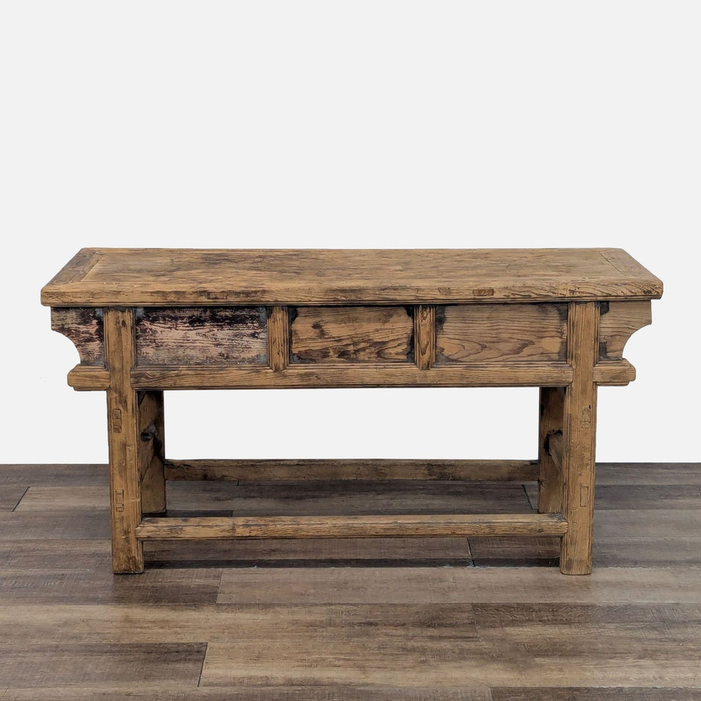 Rustic Reclaimed Wood Three Drawer Console Table