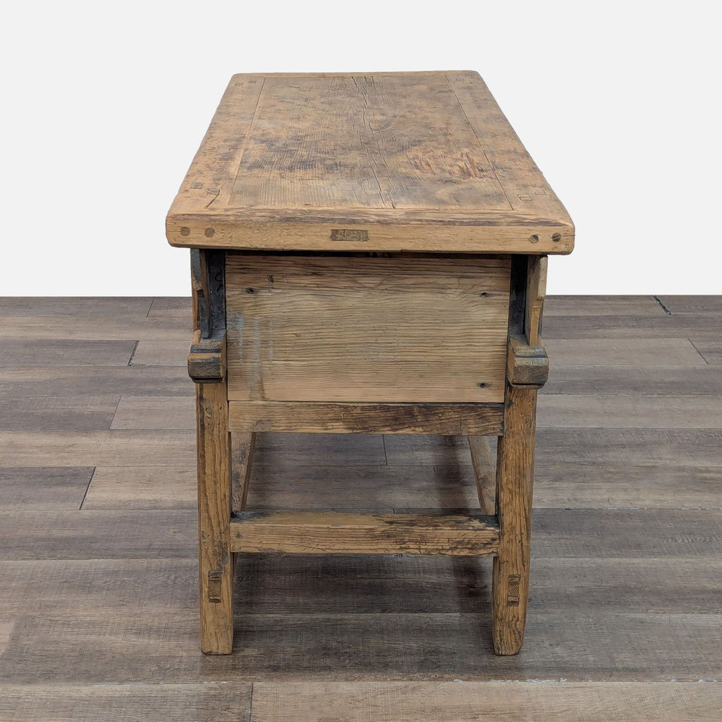 Rustic Reclaimed Wood Three Drawer Console Table
