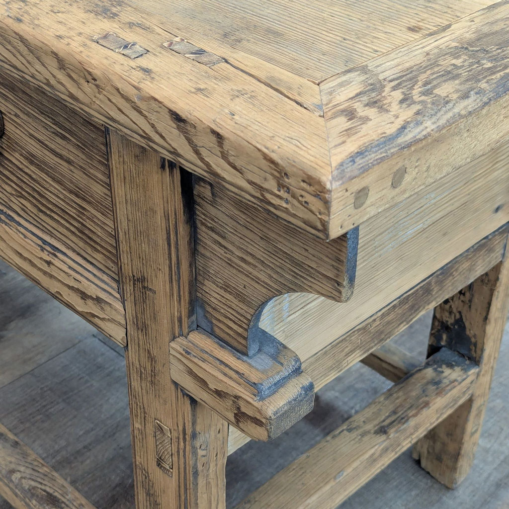 Rustic Reclaimed Wood Three Drawer Console Table