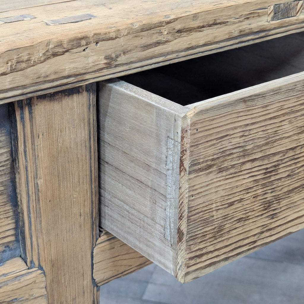 Rustic Reclaimed Wood Three Drawer Console Table