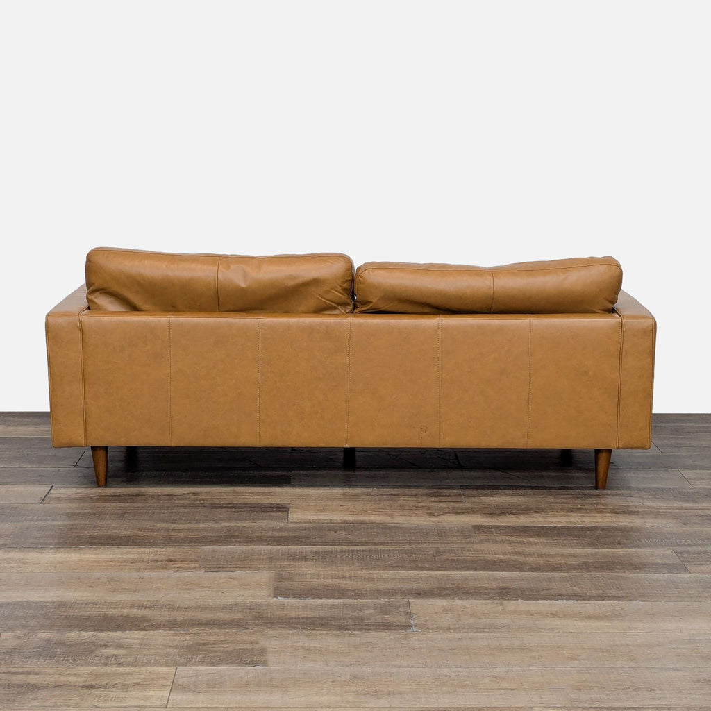 Living Spaces Lukas Mid-Century Modern Faux Leather Sofa