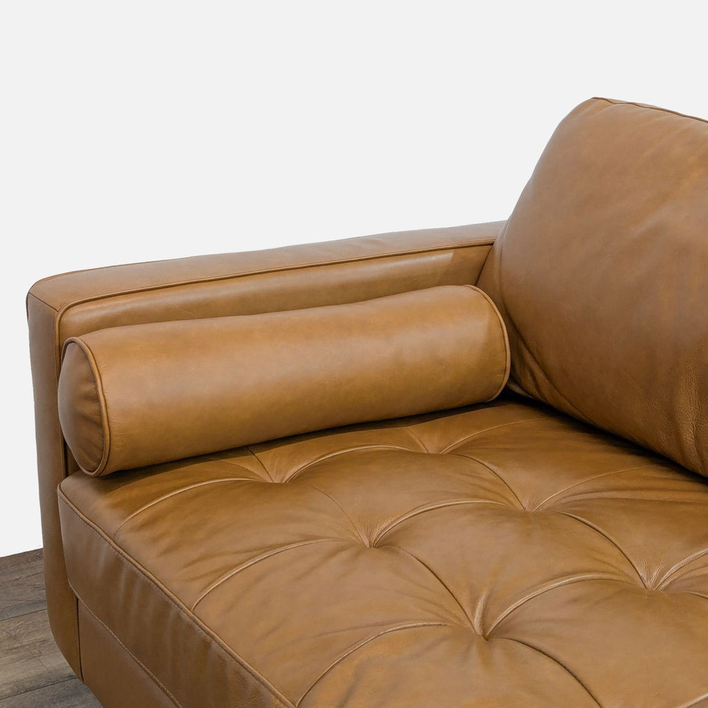 Living Spaces Lukas Mid-Century Modern Faux Leather Sofa