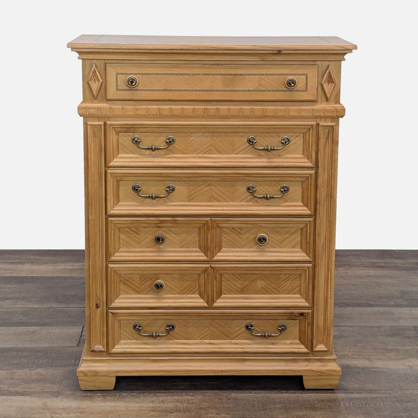 Solid wood dresser with 6 detailed drawers by Reperch.