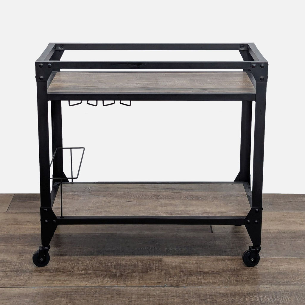 Trent Austin Design Jorgensen Rustic Oak & Charcoal Finish Serving Cart