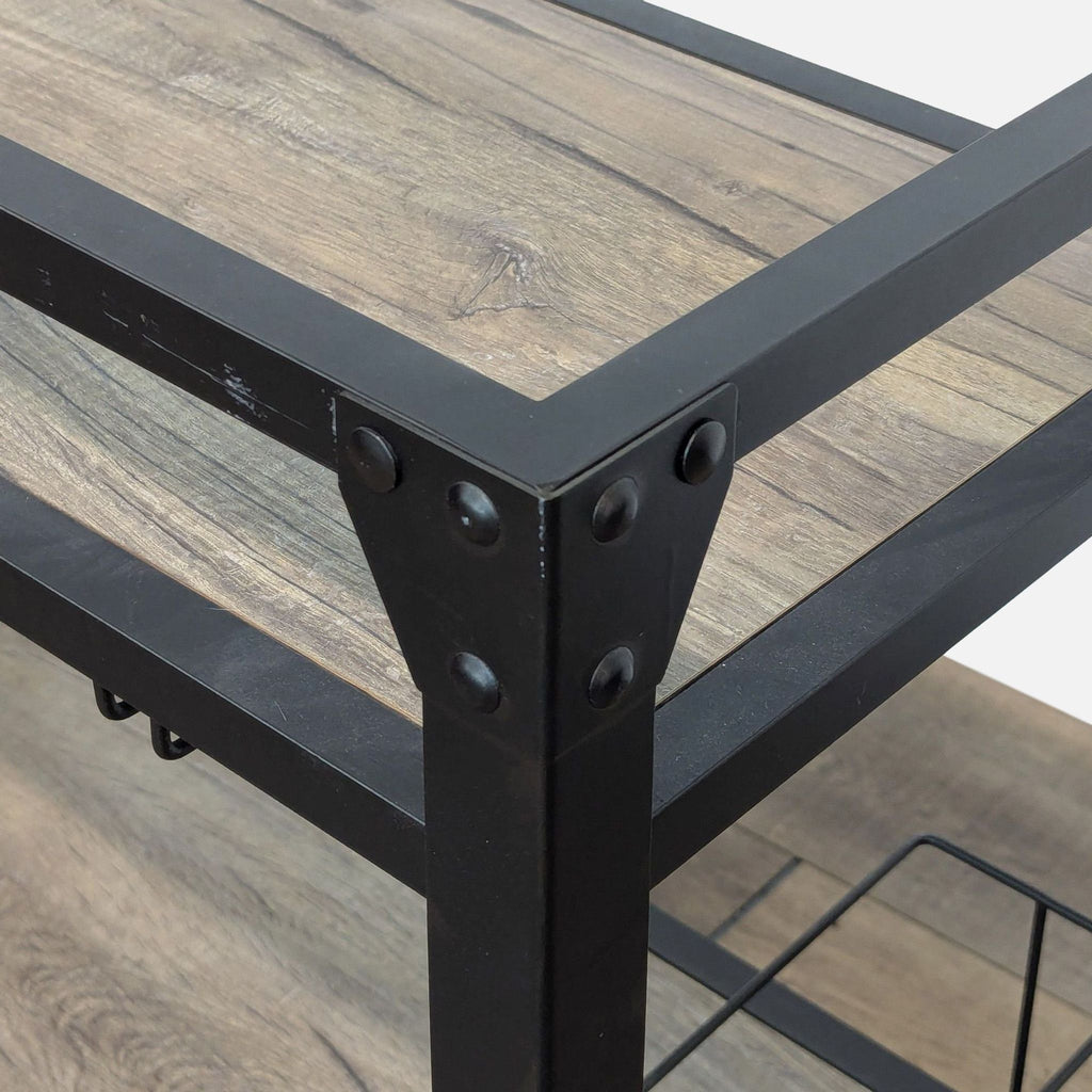 Trent Austin Design Jorgensen Rustic Oak & Charcoal Finish Serving Cart