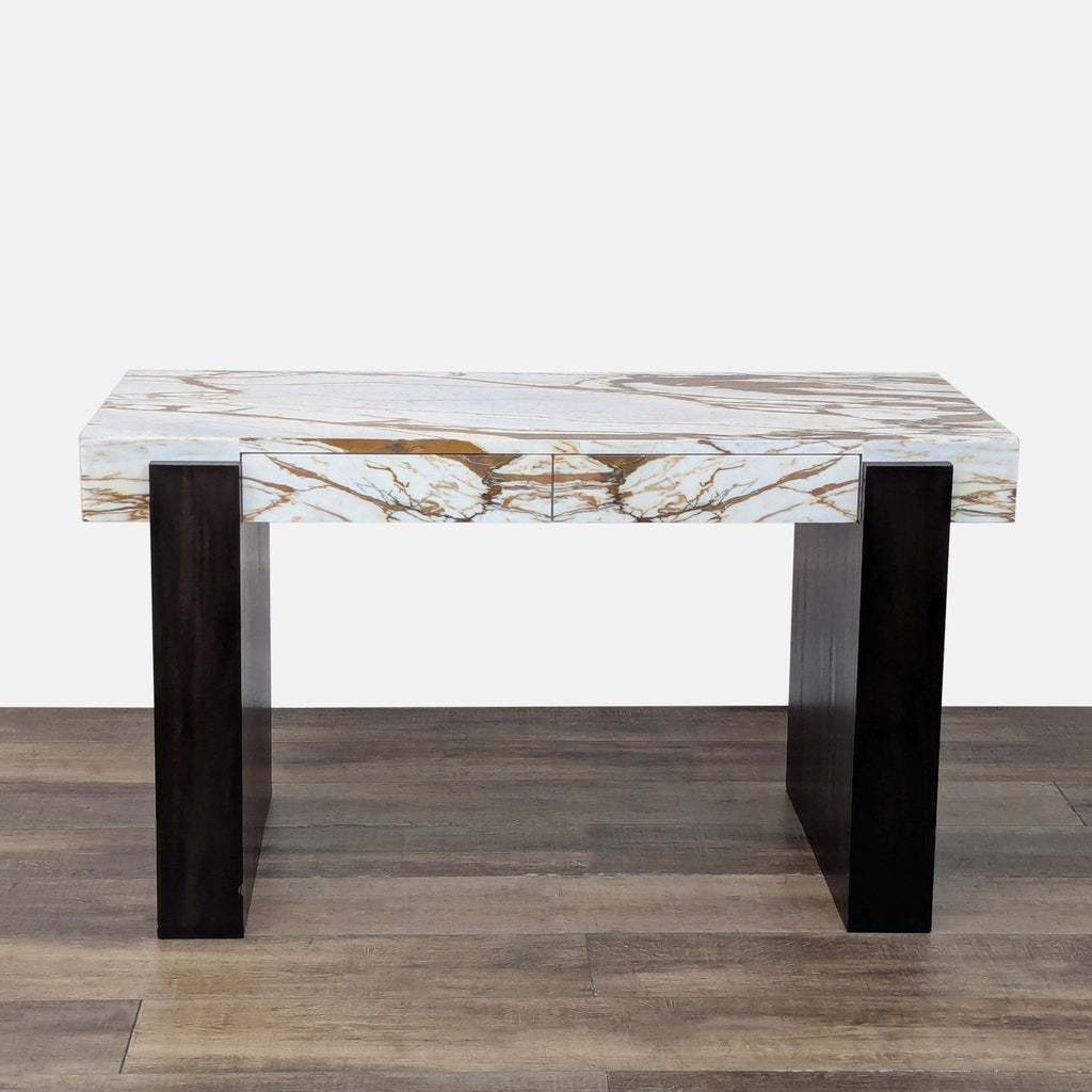 CB2 Modern Spesso 54" 2-Drawer Marble And Walnut Desk