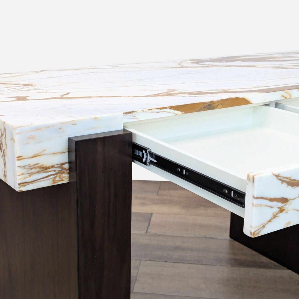 CB2 Modern Spesso 54" 2-Drawer Marble And Walnut Desk