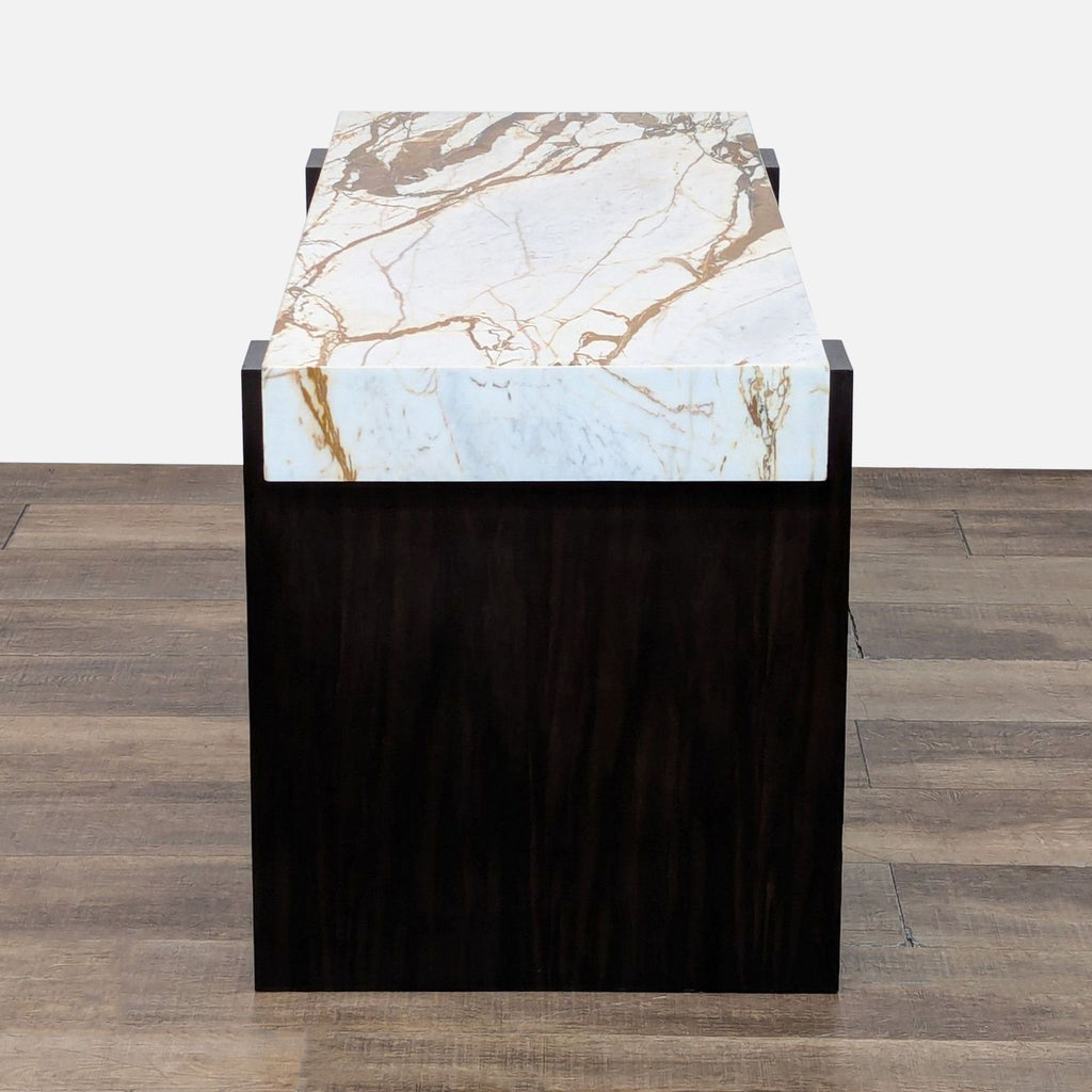CB2 Modern Spesso 54" 2-Drawer Marble And Walnut Desk