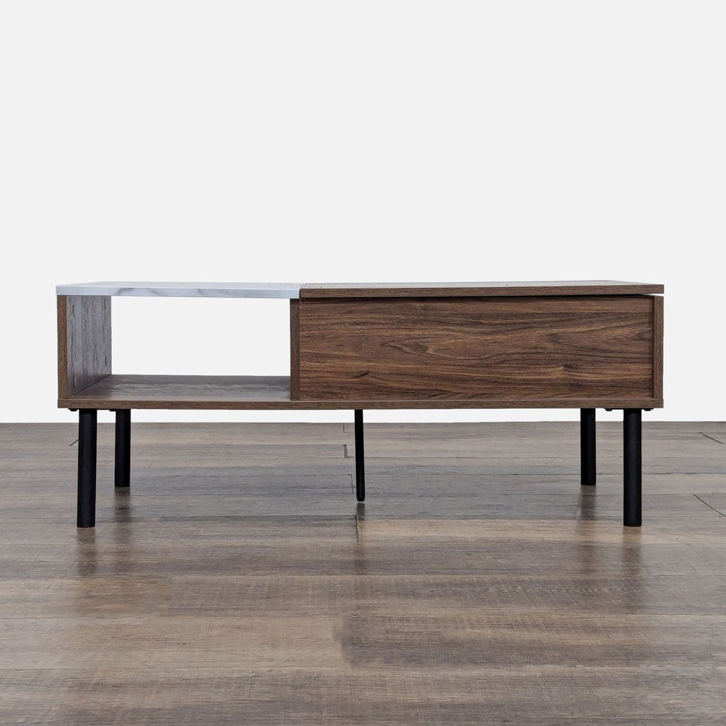 Faux Marble & Wood Veneer Lift-Top Coffee Table