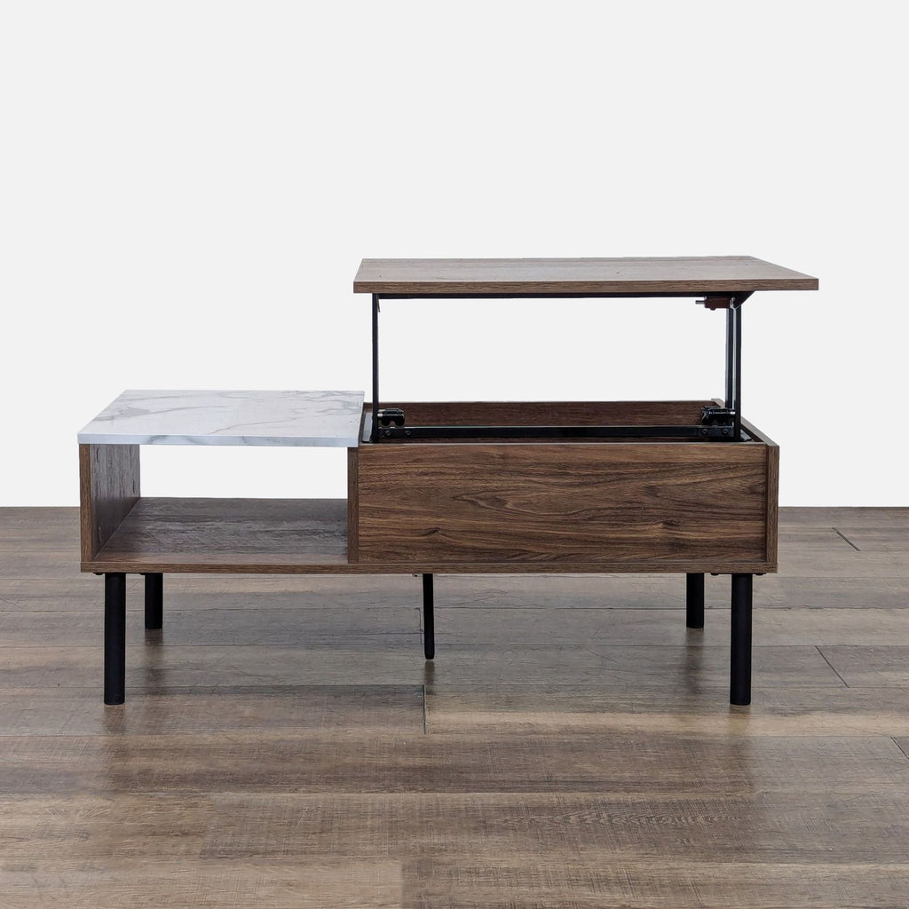Reperch coffee table featuring lift-top and storage space for convenience.