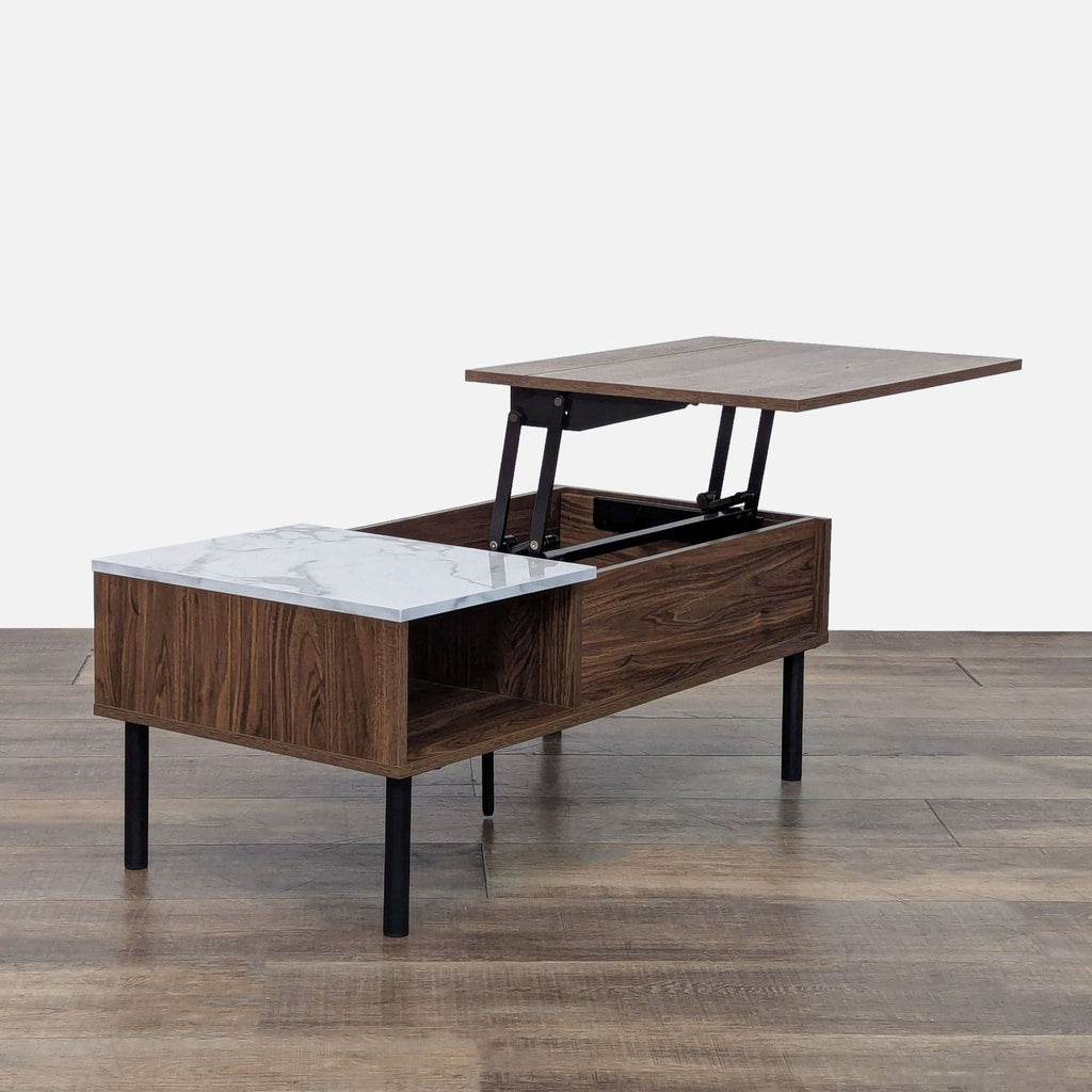 Side view of the Reperch lift-top coffee table, showcasing modern design.
