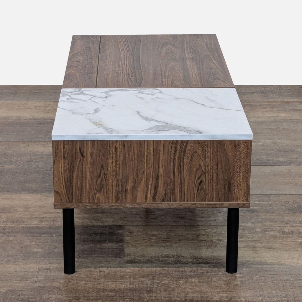 Faux Marble & Wood Veneer Lift-Top Coffee Table