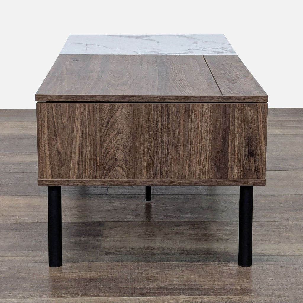 Faux Marble & Wood Veneer Lift-Top Coffee Table