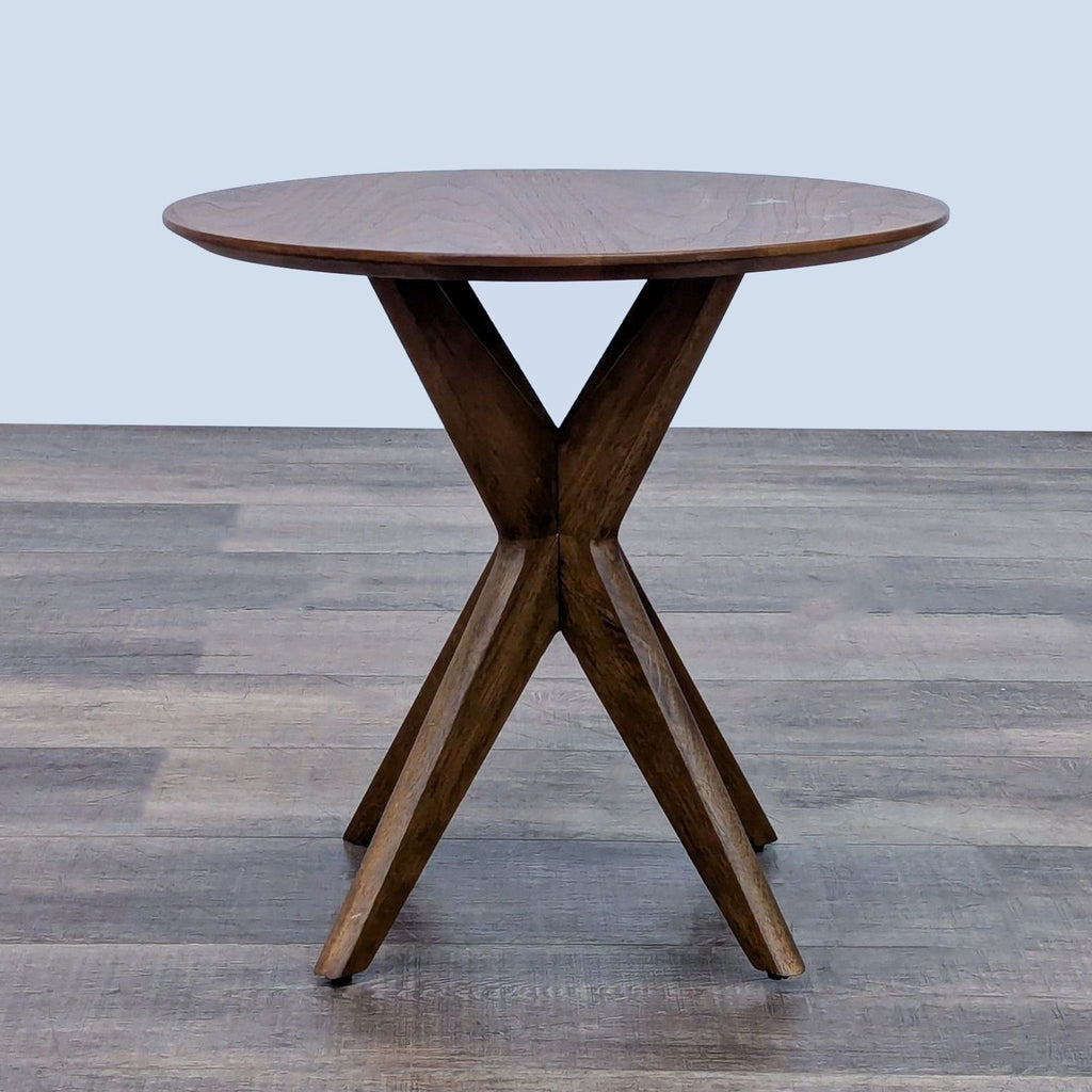 Stylish end table by Castlery, featuring rubberwood and walnut veneer with a modern design.