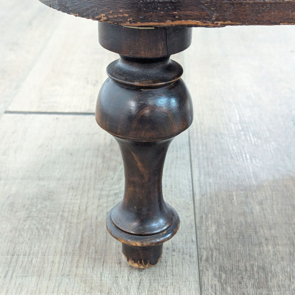 Antique Wood Bench with Velvet Cushion