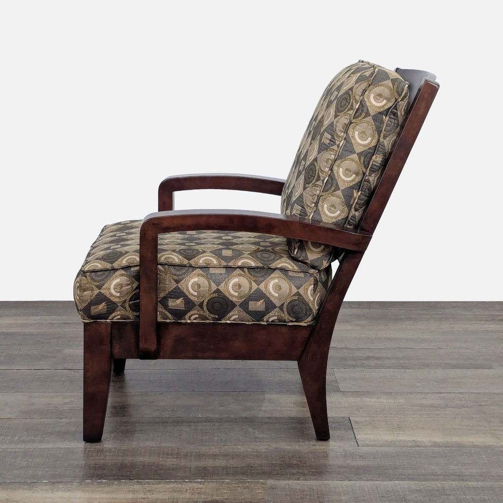 Bauhaus Modern Geometric Lounge Chair with Dark Wood Frame